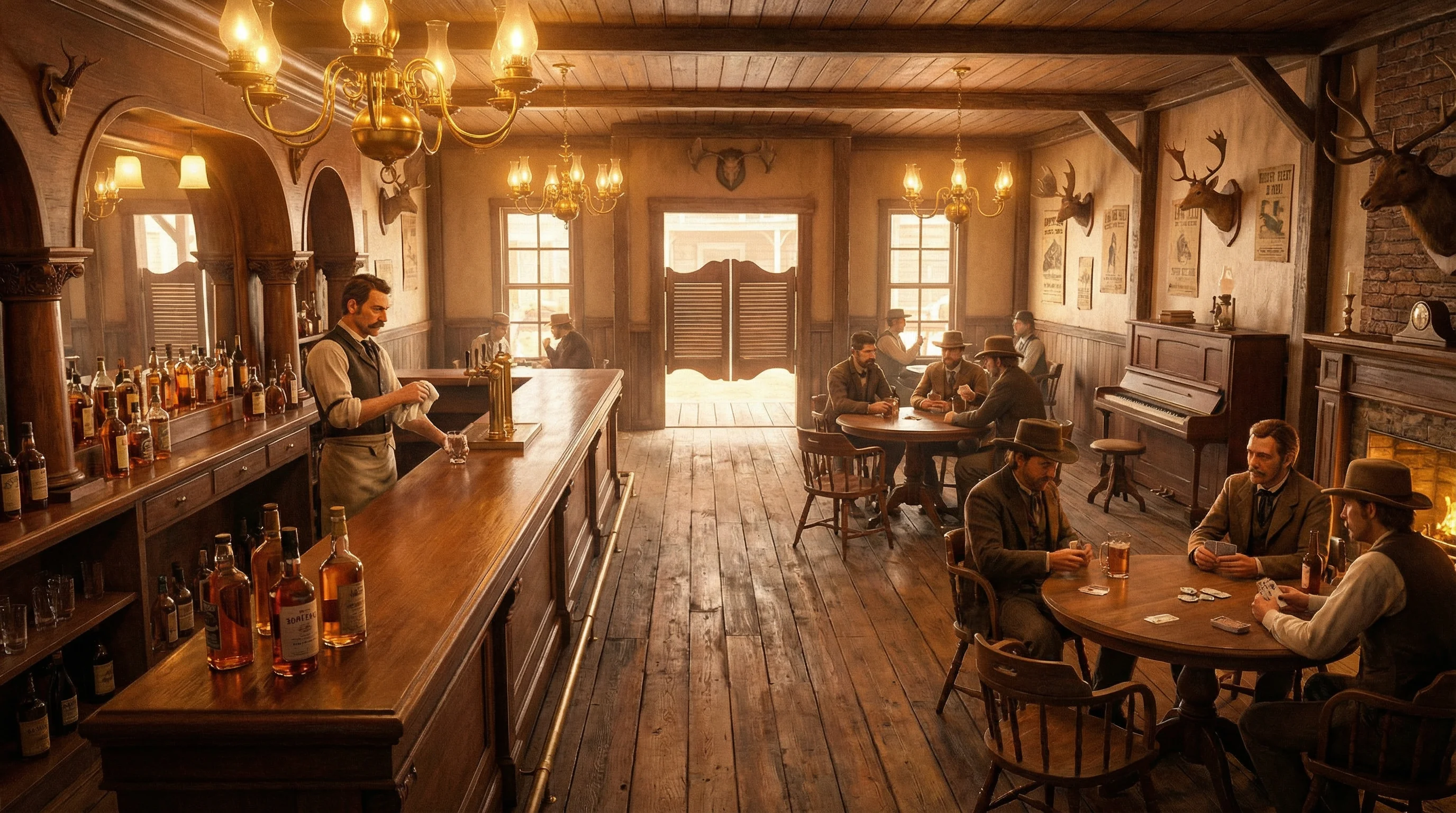 沙龙酒馆内景 - 德州扑克 历史